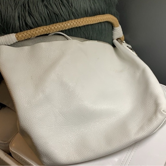 UNISA White Leather Tote Bag with Braided Handles - Picture 7 of 10